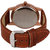 Oxcia Watch Round Dial Brown Leather Strap Men Quartz Watch