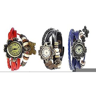 Butterfly Combo of 5 Different Color Vintage Watches For Women, Girl By Eglob