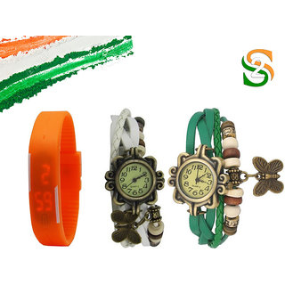 Women Tricolor butterfly and band watches by Eglob