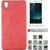 100 Microns Protective Leather Mobile Cover for VIVO Y51L with Tuffen glass in Strawberry Pink colour
