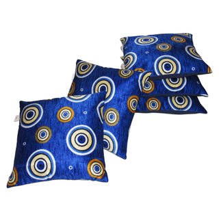 velvet round print BLUE 5 pcs set 16 x 16 inches
