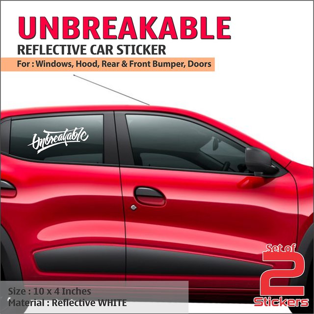 Buy UNBREAKABLE WHITE Reflective Stickers for Renault Kwid Online ...