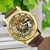 Luxury Analog Brown Belt Gold Dial Sports Men's Watch