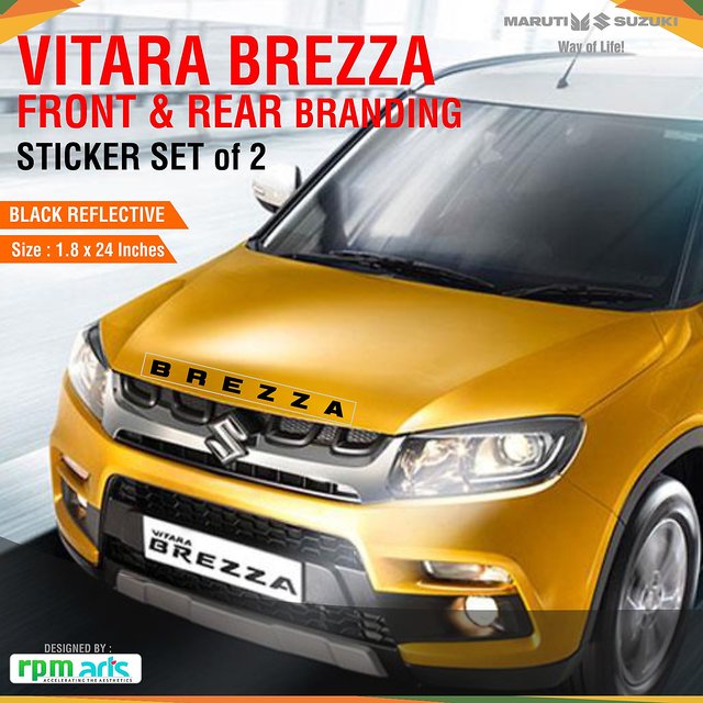 Buy Brezza Front Rear Branding Stickers Black + White Online @ ₹399 ...