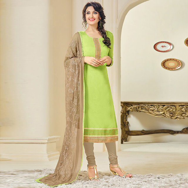 Buy Light green color cotton Printed Unstitched Dress Material Online @  900 from ShopClues