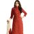 Plazo style chanderi cotton ORENGE fancy embroidery dress material by decent world online (Unstitched)
