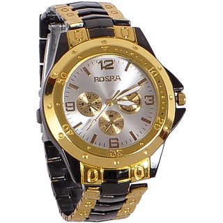 Rosra Analog GoldenBlack Stainless Steel Watch - Men
