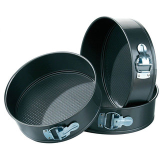 3pcs- Non-Stick Metal Cake Pan Round Shape Black Cake Mould