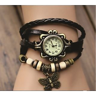 Round Dial Multicolor Leather Strap Womens Quartz Watch (Color As Per Availability)