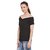 Miss Chase Women's Black V-Neck Half Sleeves Basic Solid/Plain Top