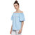 Miss Chase Women's Light Blue Off Shoulder Half Sleeves Basic Solid/Plain Top
