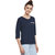 Miss Chase Women's Navy Round Neck 3/4th Sleeves Basic Solid/Plain Top.