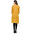 Meia Yellow Plain Cotton Stitched Kurti