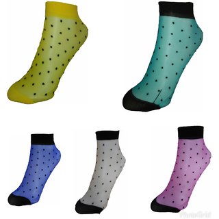 Transparent Designer Socks for Girl Pack Of 5 Pair