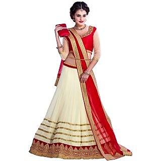 Cream Lehenga Choli With Dupatta