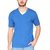 Campus Sutra Royal Blue Double V Neck Tshirt