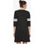 Women'S Black Solid Round Neck 3/4 Sleeve Panelled Shift Dress