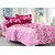 Welhouse Pink & Natural Design Super Soft Cotton Double Bedsheet with 2 CONTRAST Pillow Cover-Best TC-175DVA-02