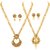 Asmitta Shimmering Flower Shape Gold Plated With Lct Stone Set Of 2 Pendent Set For Women