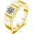 Exclusive Limited Edition 24KT Gold Cubic Zirconia Solitaire Adjustable Mens Rings