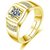 Exclusive Limited Edition 24KT Gold Cubic Zirconia Solitaire Adjustable Mens Rings
