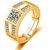Exclusive Limited Edition 24KT Gold Cubic Zirconia Solitaire Adjustable Mens Rings