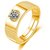 Exclusive Limited Edition 24KT Gold Cubic Zirconia Solitaire Adjustable Mens Rings