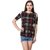 Amiable Casual 3/4th Sleeve Printed Women's Black/Brown Top