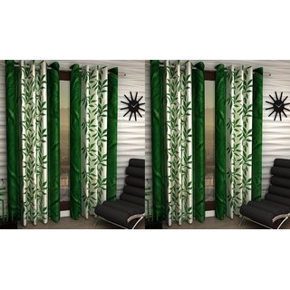 BSN kolaveri green Printed DOOR Curtain Set Of 4(4x7)