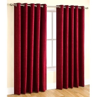 BSN Crush Plain long door curtains set of 2 (4x9)