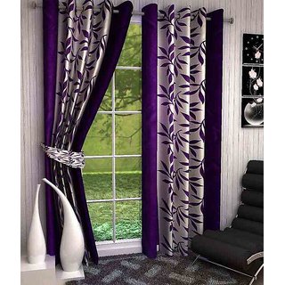 BSN k.purple polyester long door curtains set of 2(4x9)