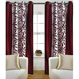 BSN kolaveri maroon Printed window Curtain Set of 2 (4x5)