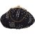 TARUSA Black Net Abstract Embroidery Clutch For Women