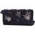 TARUSA Black Suede Embroidered Motif Sling Bag For Women