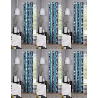 BSN blue box Printed Window Curtain Set Of 6 (4x5)