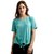 Miss Chase Women's Turquoise Blue Round Neck Half Sleeve Solid Knotted Textured Top