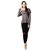 Women's Grey Round Neck Full Sleeves Solid Ruffled Top