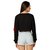 Women's Black Round Neck Full Sleeve Solid Cotton Embroidered Floral Patchwork Boxy Crop Top