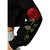 Women's Black Round Neck Full Sleeve Solid Cotton Embroidered Floral Patchwork Boxy Crop Top