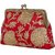 TARUSA Vermillion Red Silk Floral Clutch For Women