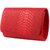 TARUSA Crimson Red Faux Leather Snake Work Sling Bag For Women