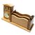 Crownlit 6 in 1 Wooden Desk Organizer, 2 Pens Stand,1 Calendar,2 Card Holder Slot,1 Table Clock