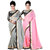 Women Combo Of Grey  Pink Designer Chiffon Saree