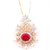 GehnaVille Designer Gold Plated Metal Alloy Double Peacock American Diamond and Ruby Pendant Set With Chain For Women And Girls.