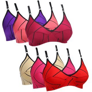 Minha  Women's Fit- PACK OF 6 -Non Padded ! Non Wired T-shirt Bras-COMBO PACK OF 6