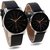 Black Dial Men's  Women's Couple Combo Watch