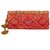 TARUSA Red Brocade Geometric Brocade Pattern Clutch For Women