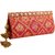 TARUSA Red Brocade Geometric Brocade Pattern Clutch For Women