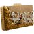 TARUSA Beige Suede Floral Hand Embroidery Clutch Box For Women