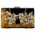 TARUSA Black Suede Floral Hand Embroidery Clutch Box For Women